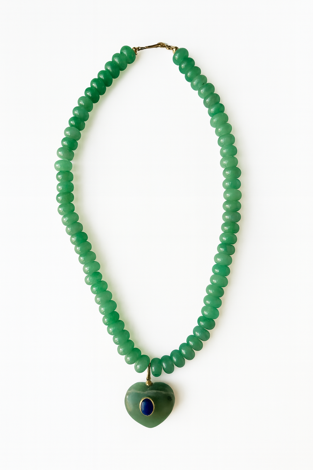 Green Gemstone Heart Drop Necklace