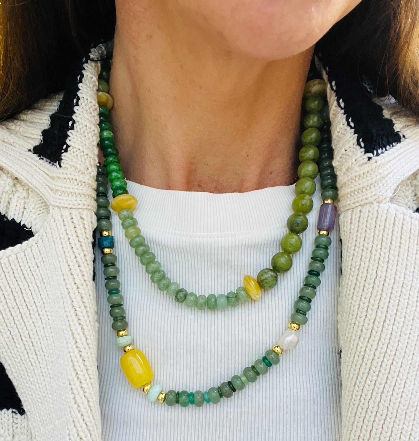 Green Stone Beaded Necklace