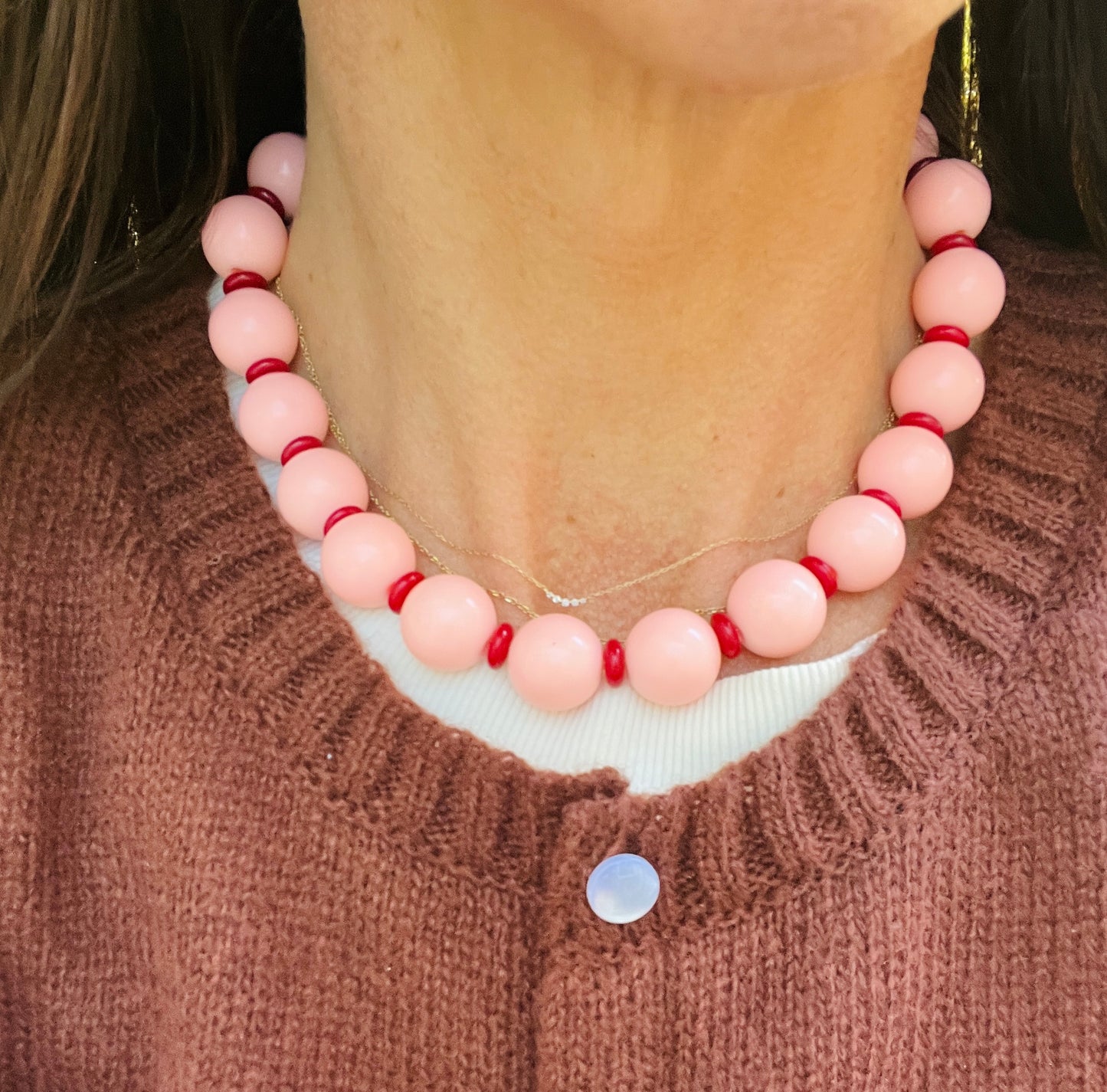Pink and Burgundy Bauble Necklace