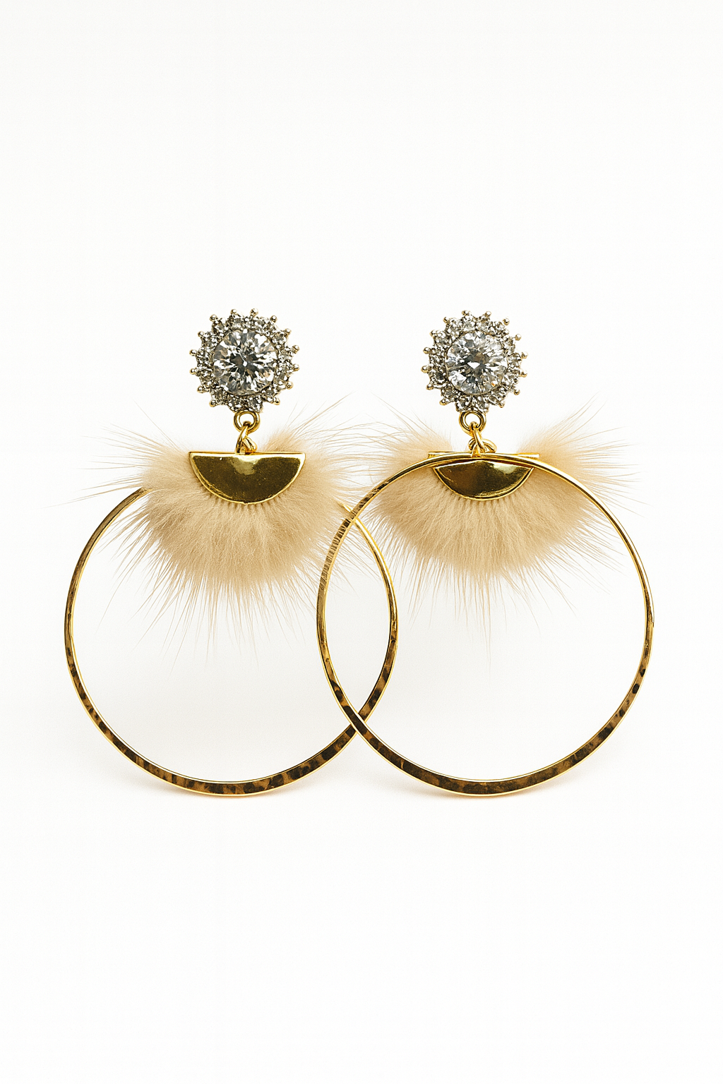 Sparkle Neutral Fur Drop Earrings