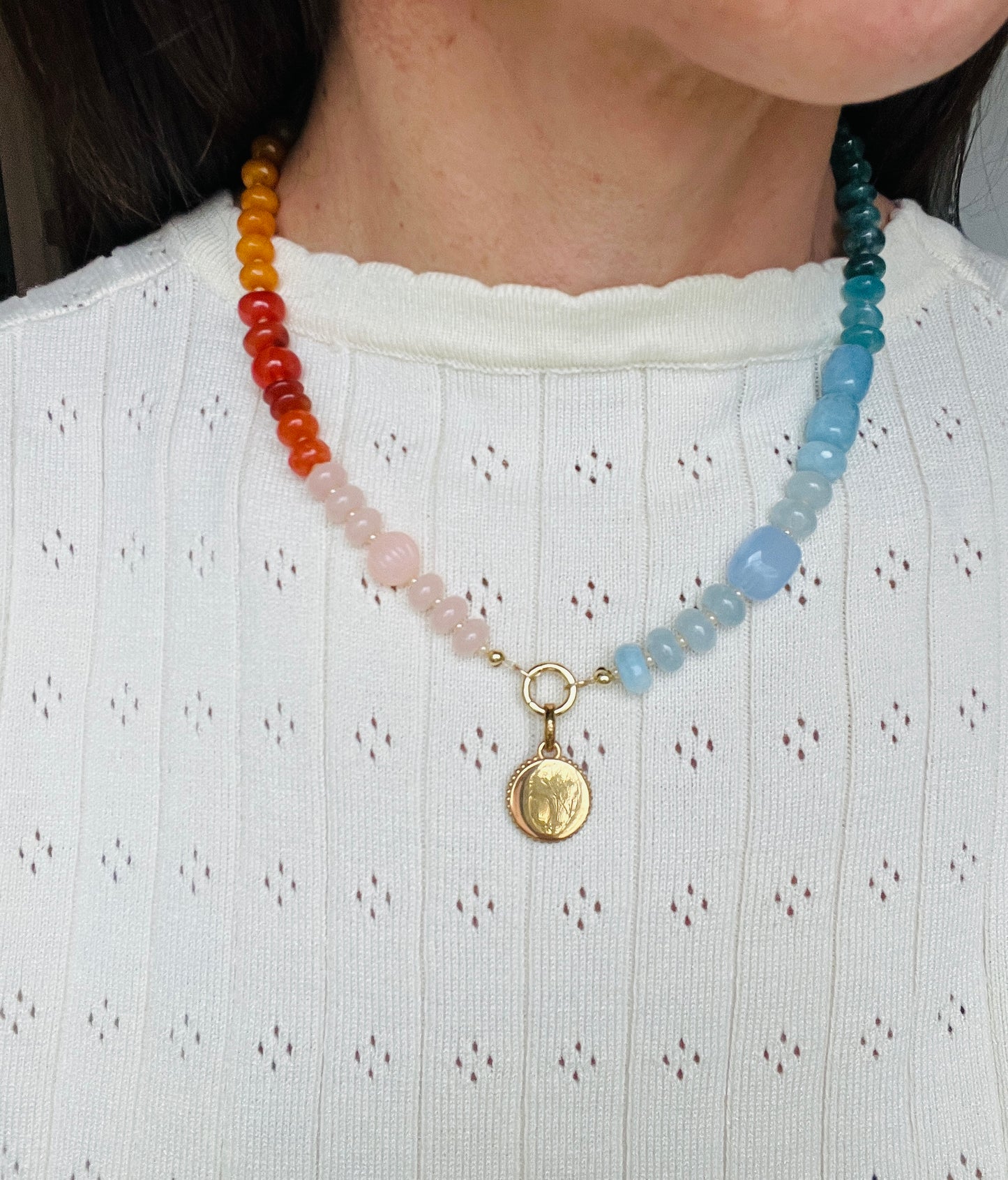 Colorful Beaded Charm Necklace
