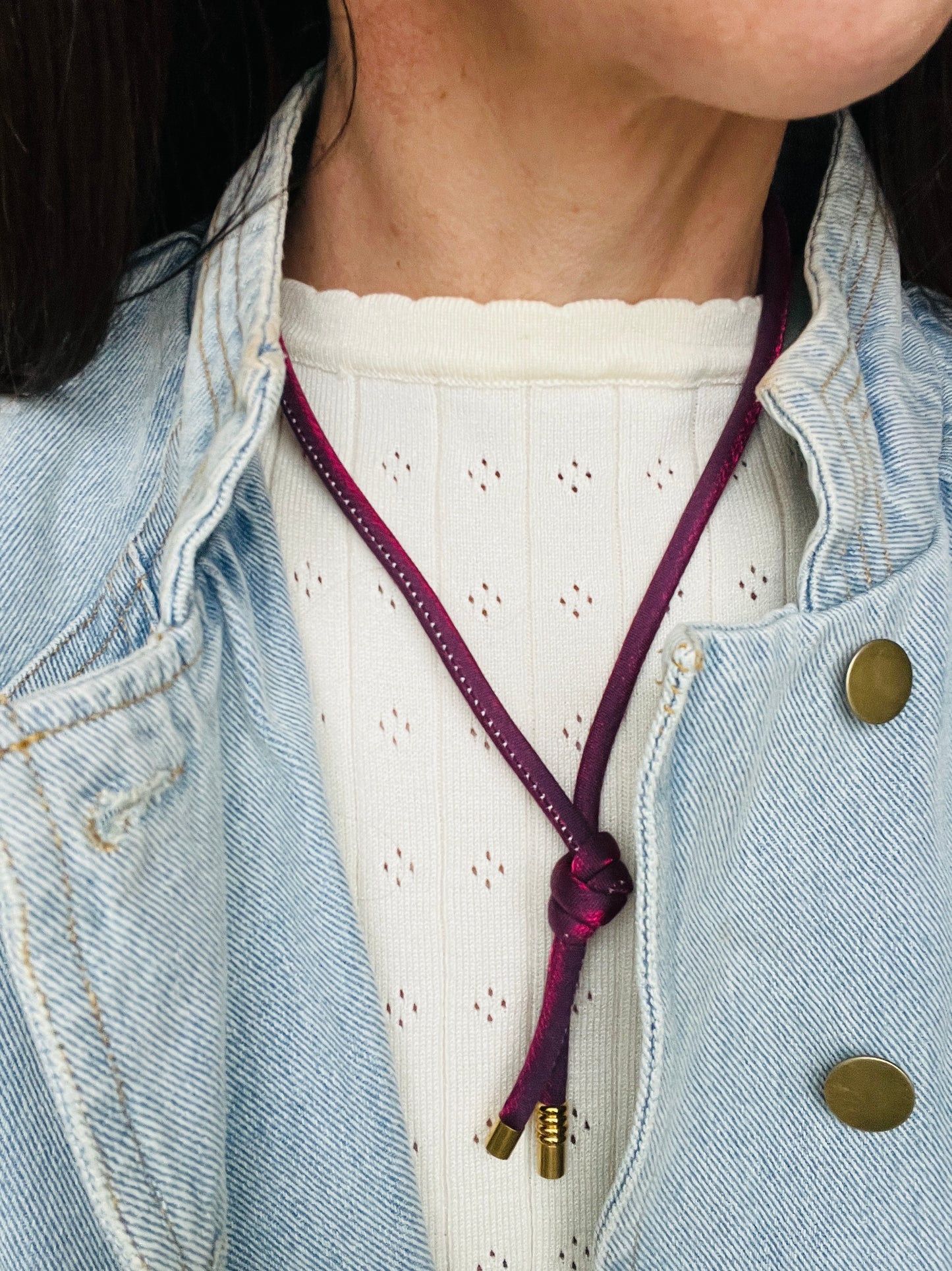 Burgandy Fabric "Bolo" Necklace
