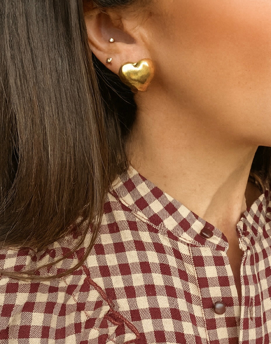 Heart Stud Puff Earrings