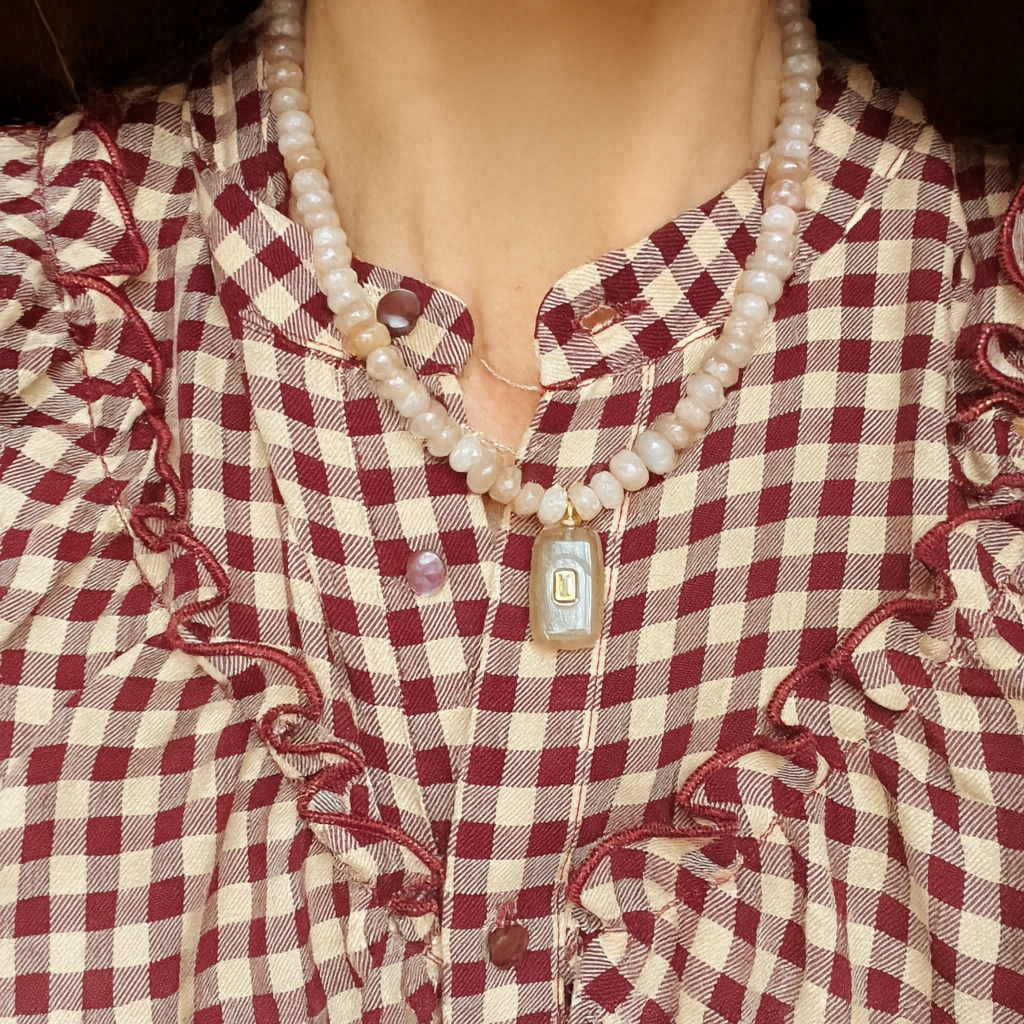 Taupe Stone Drop Necklace