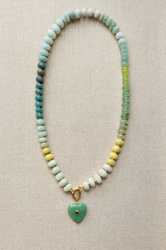 Stone Heart Drop Necklace