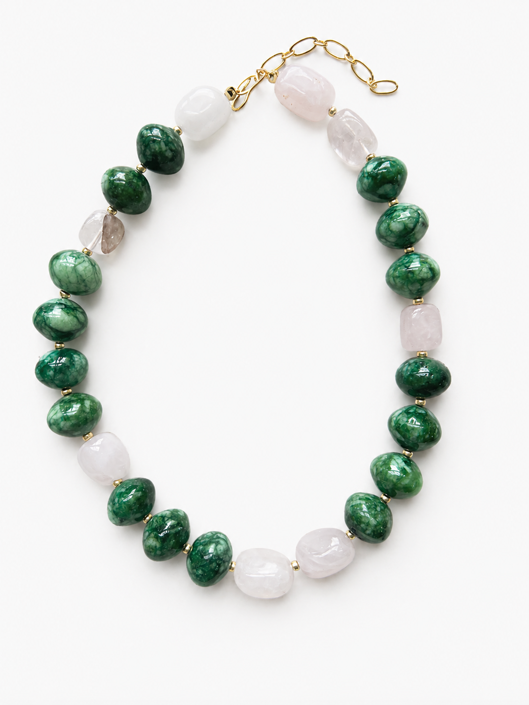 Chunky Green Stone Beaded Necklace