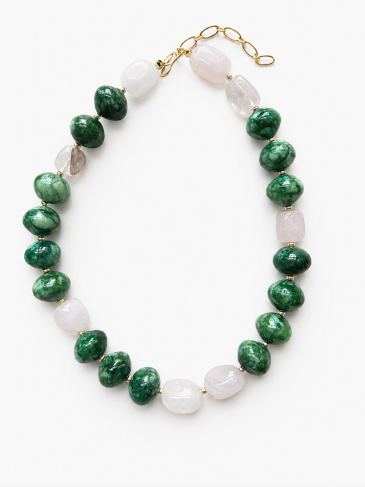 Chunky Green Stone Beaded Necklace