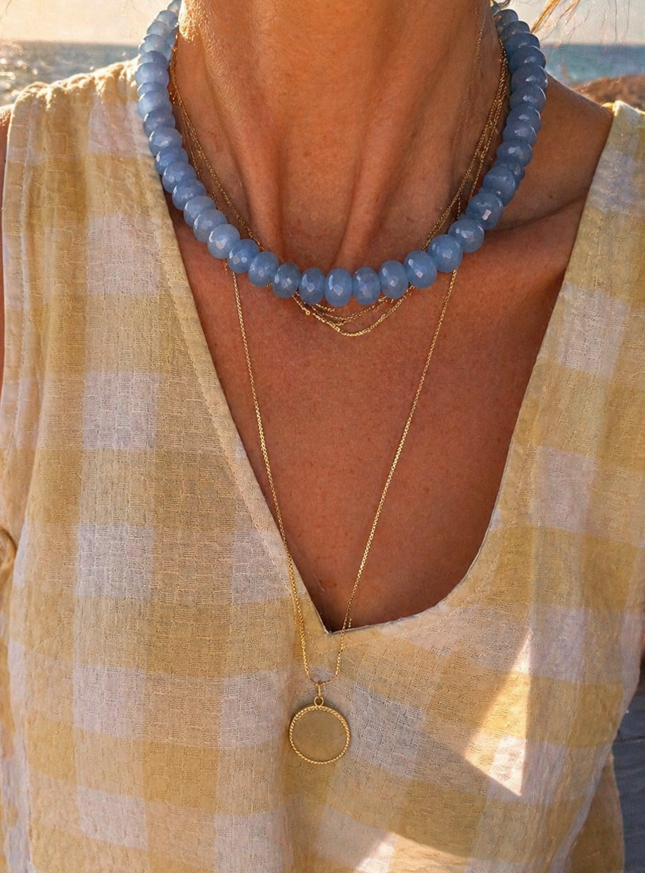 Sky Blue Chunky Beaded Necklace