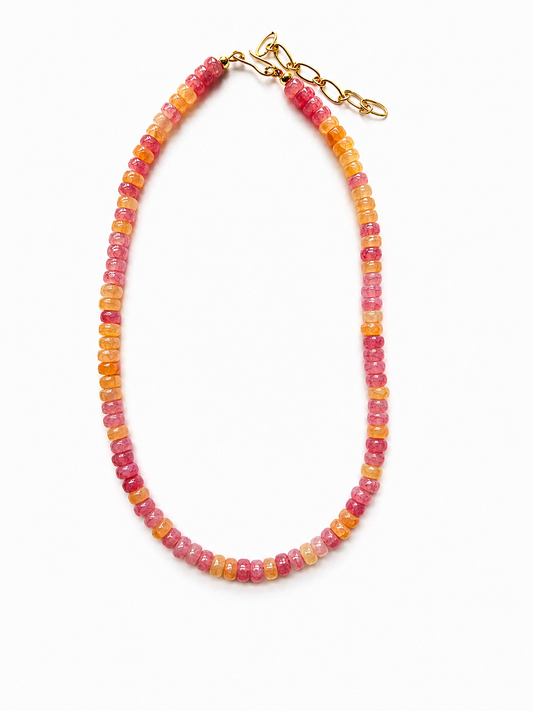 Pinks and Oranges Mini Beaded Necklace