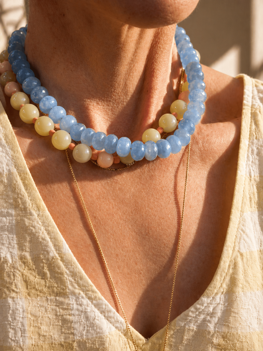 Sky Blue Chunky Beaded Necklace