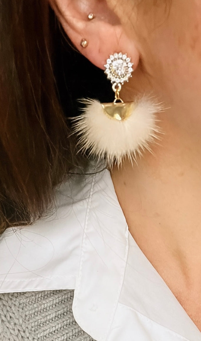 Sparkle Fur Drop Earrings