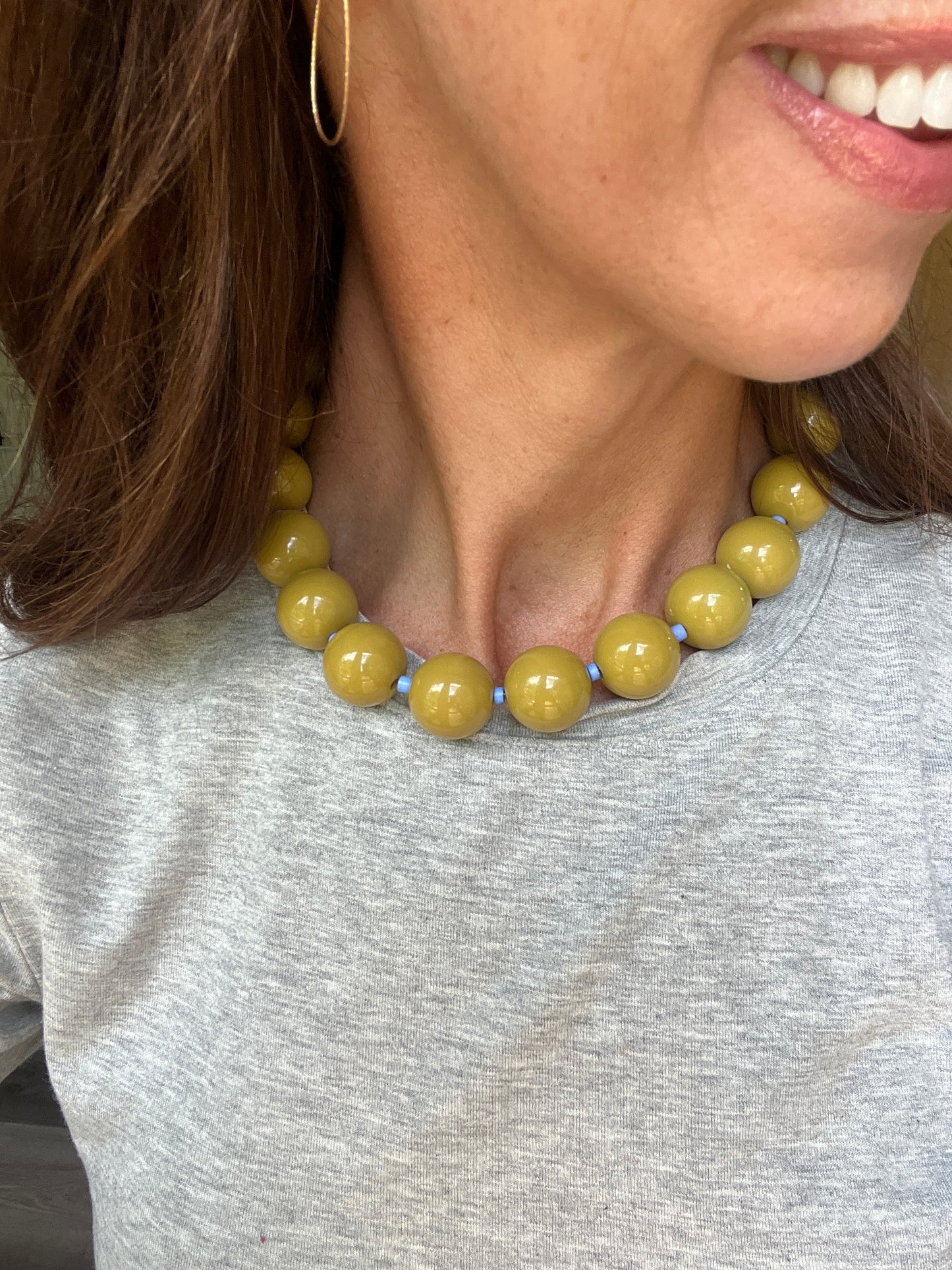 Chartreuse Chunky Beaded Necklace