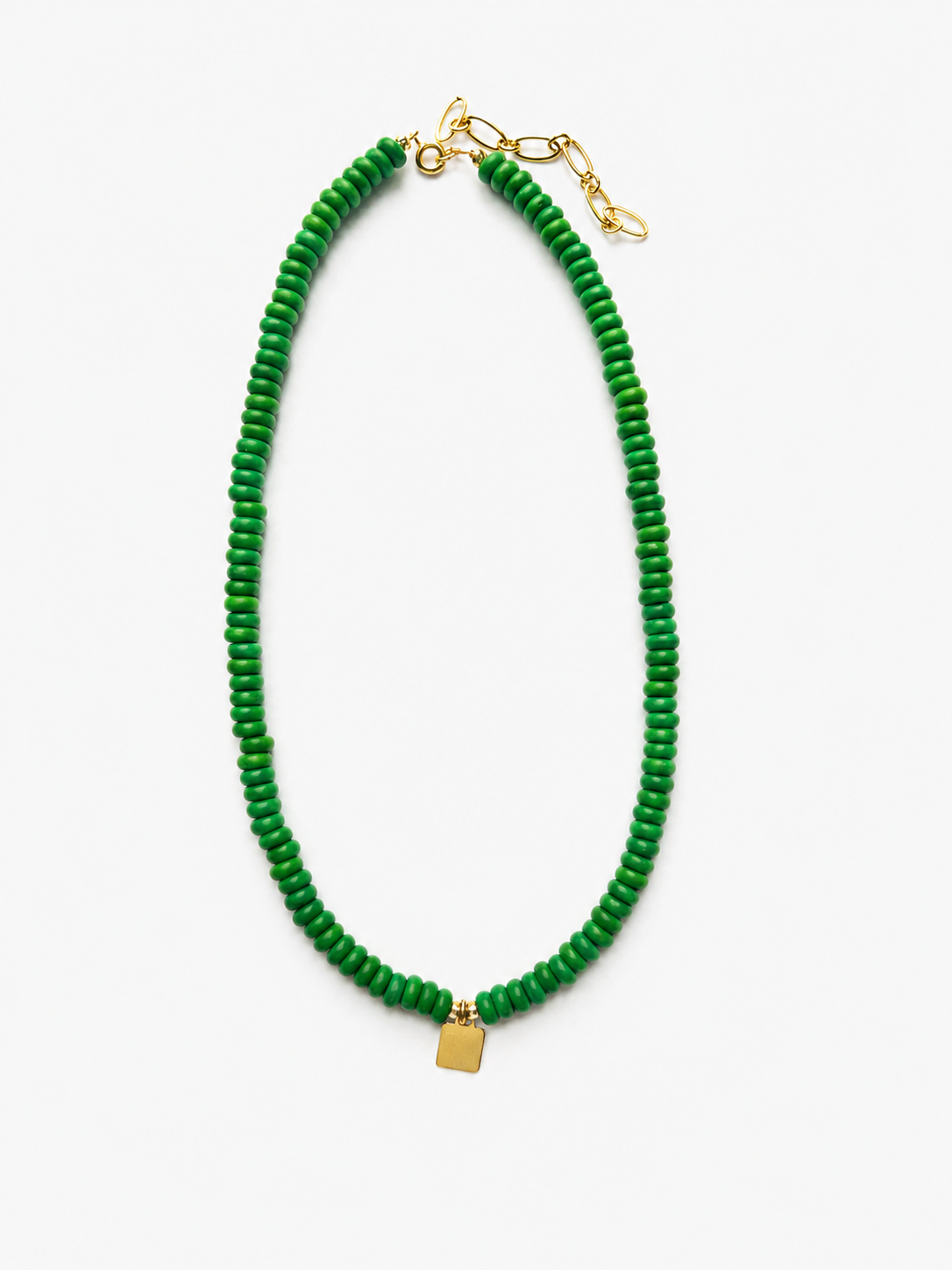 True Green Beaded Charm Necklace