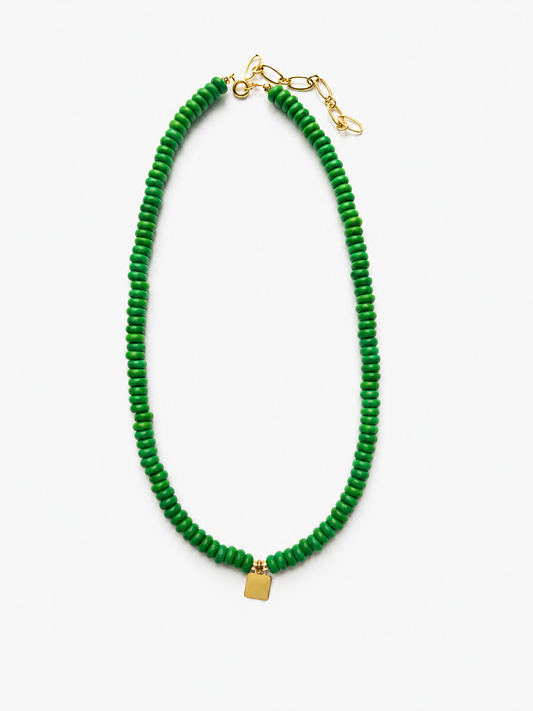 True Green Beaded Charm Necklace