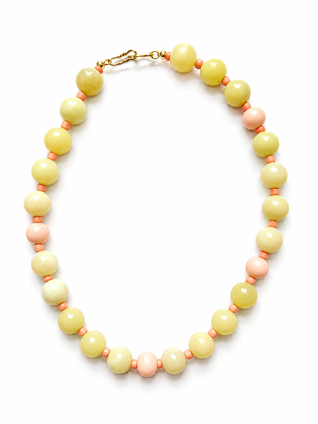 Citron and Coral Beaded Necklace