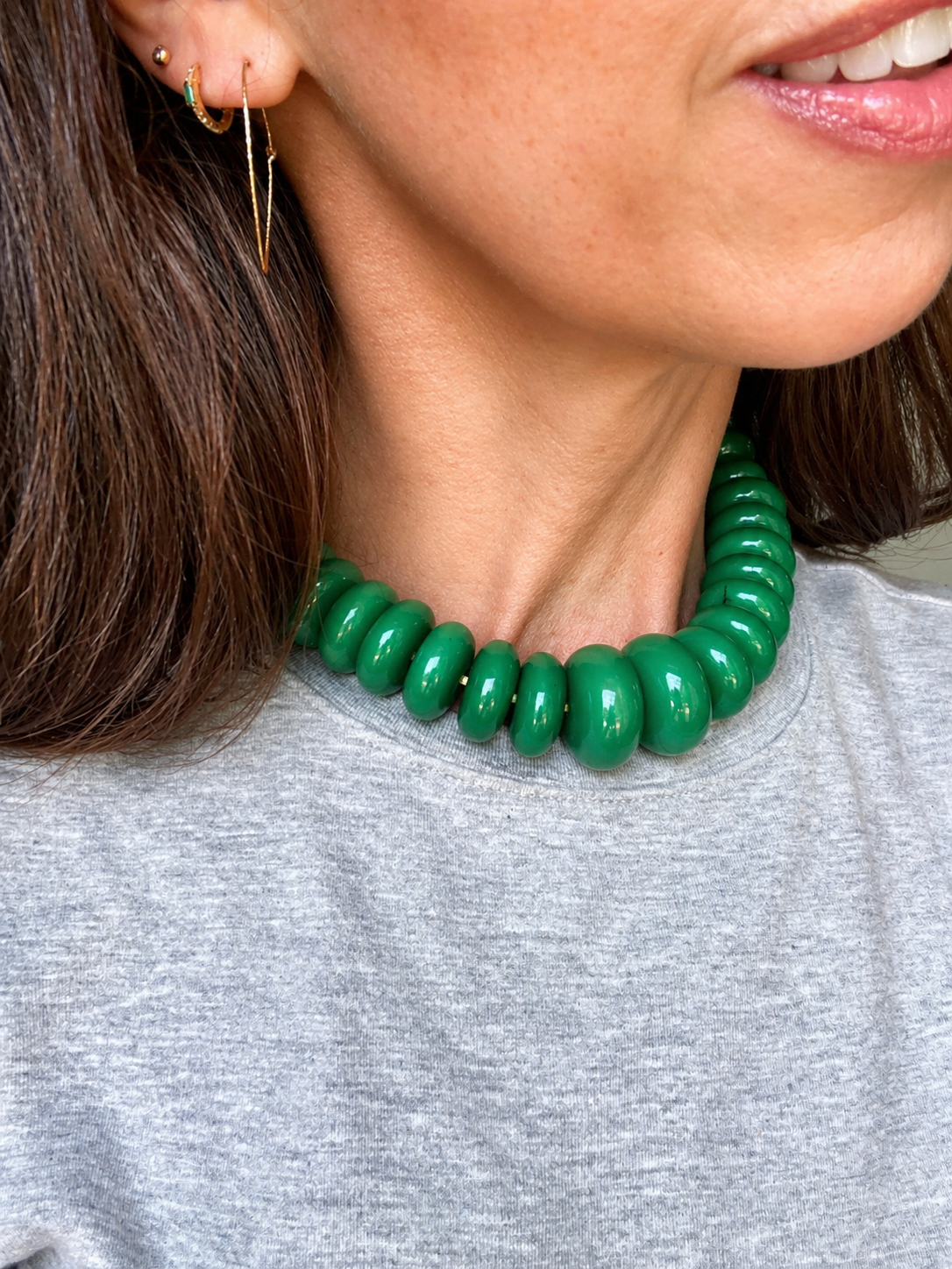 Adjustable Chunky Green Beaded Necklace