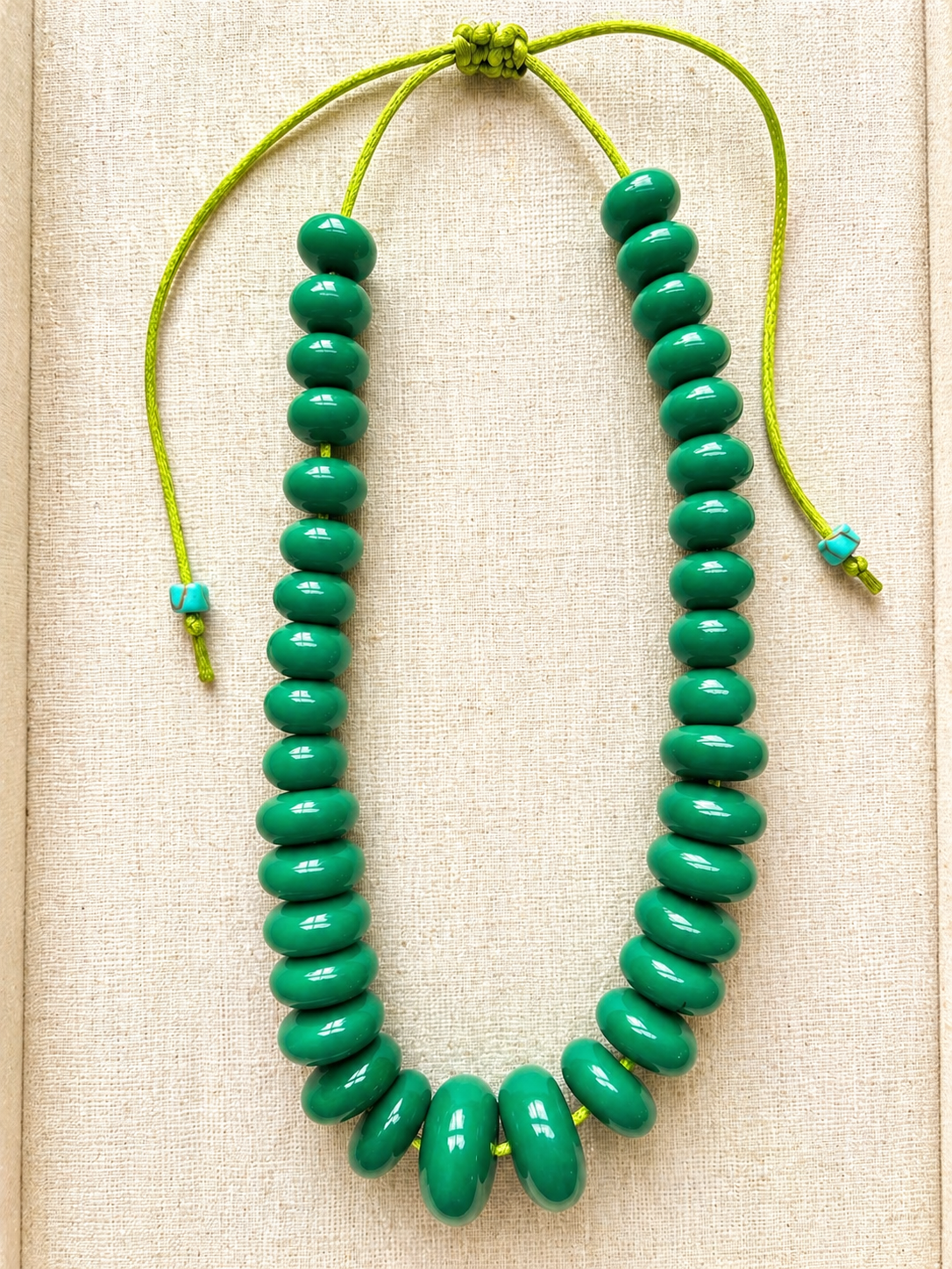 Adjustable Chunky Green Beaded Necklace
