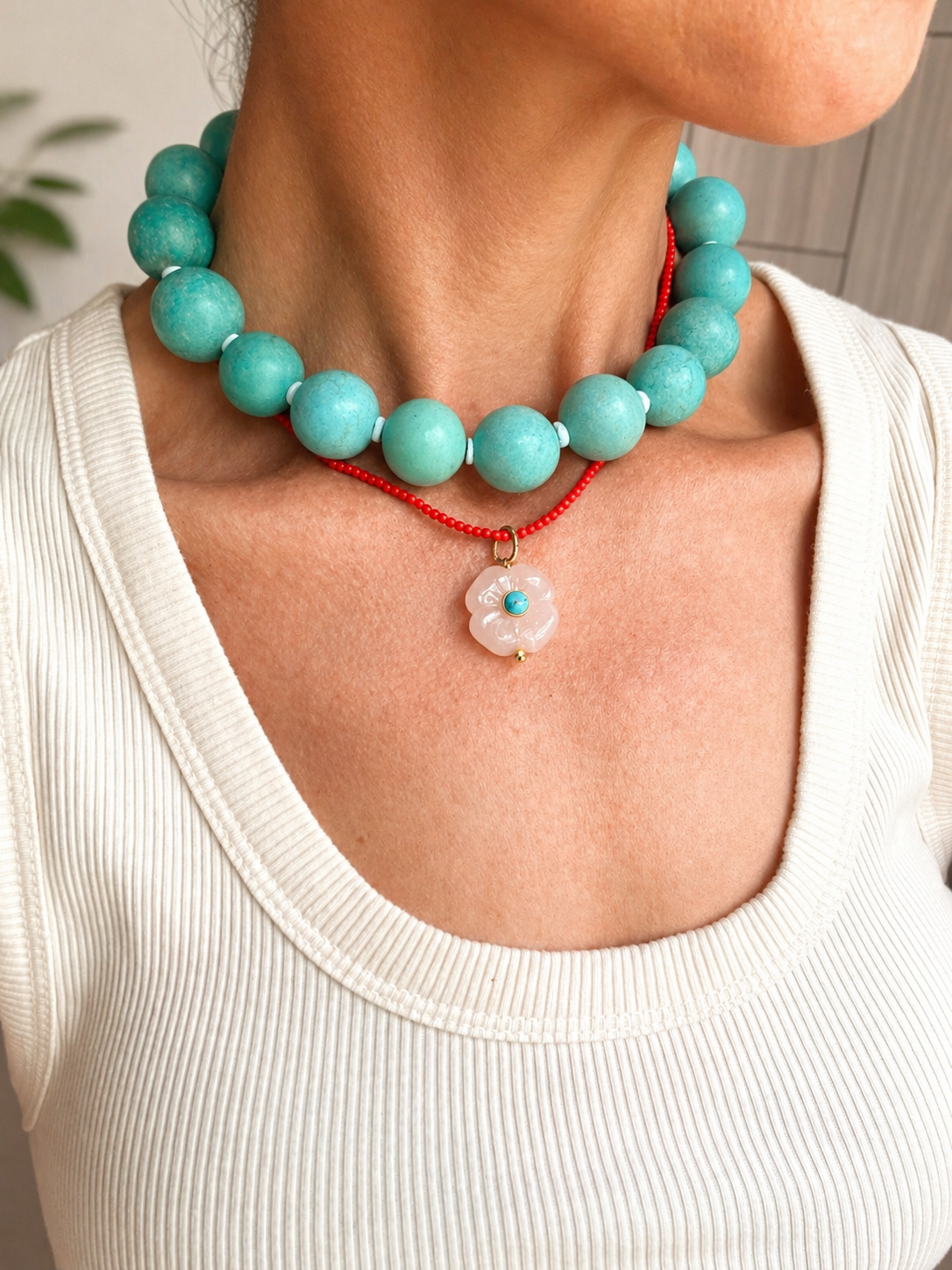 Chunky Turquoise Beaded Necklace