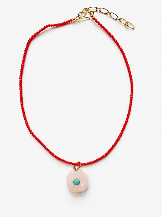 Blush Flower Charm Necklace