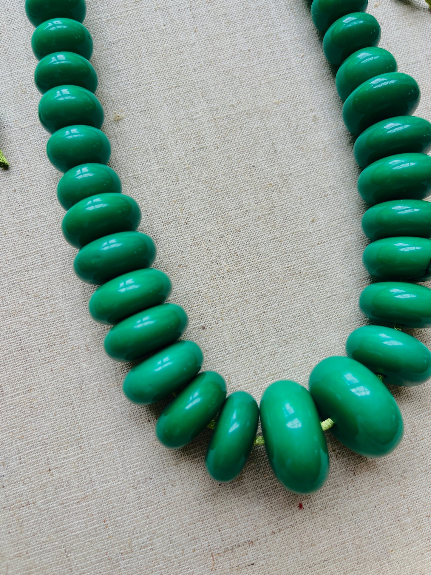 Adjustable Chunky Green Beaded Necklace