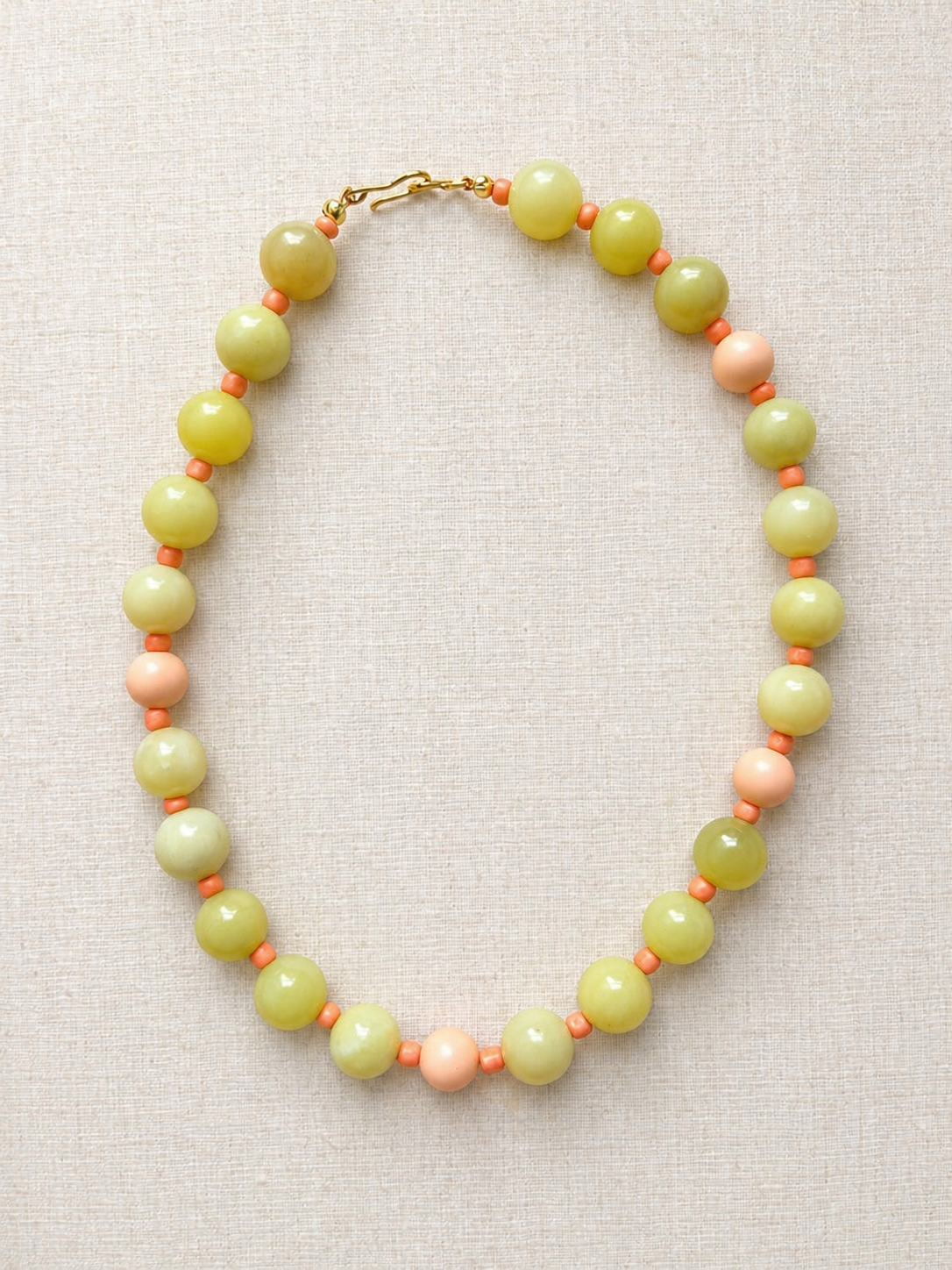 Citron and Coral Beaded Necklace
