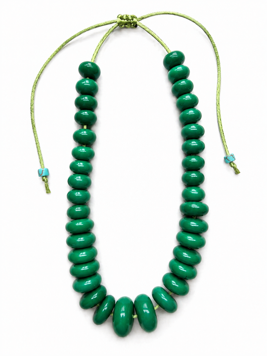 Adjustable Chunky Green Beaded Necklace