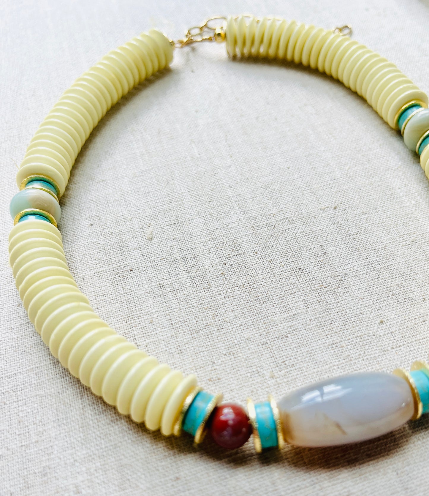Yellow Beaded Stone Necklace