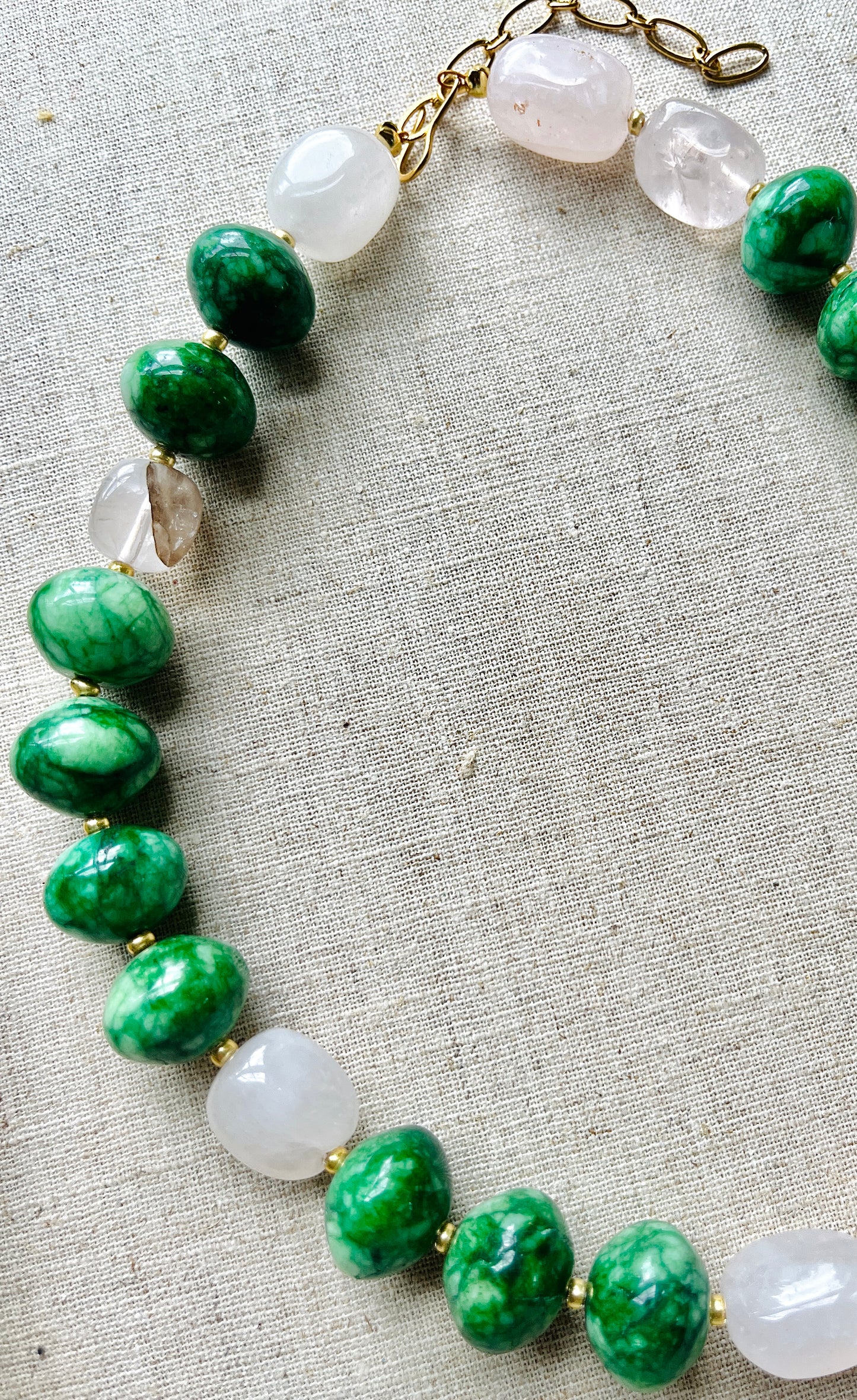 Chunky Green Stone Beaded Necklace