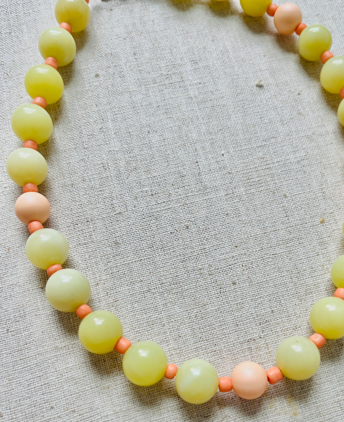 Citron and Coral Beaded Necklace