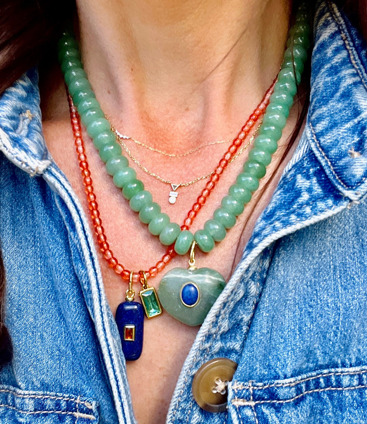 Peach Charm Drop Necklace