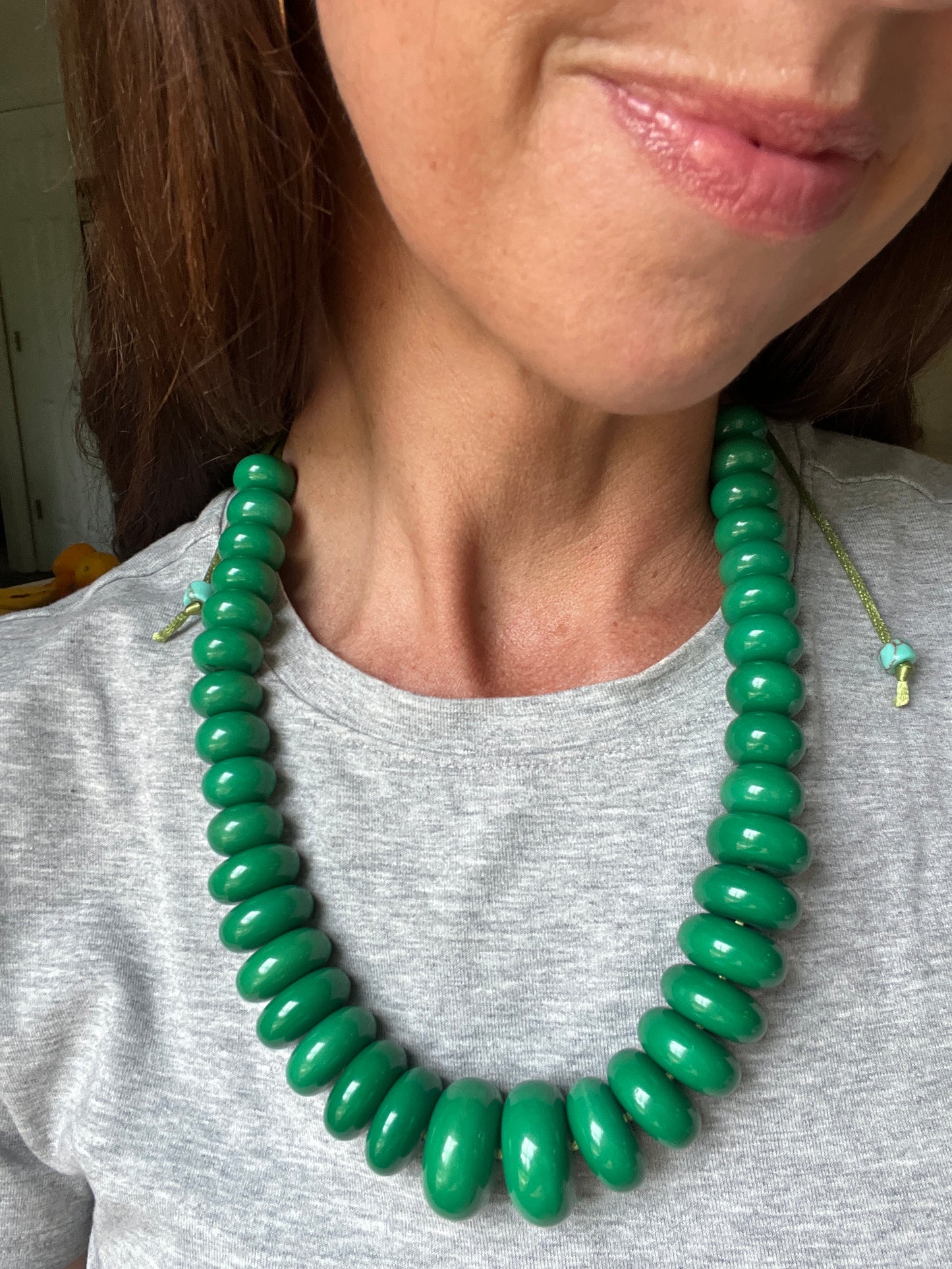 Adjustable Chunky Green Beaded Necklace