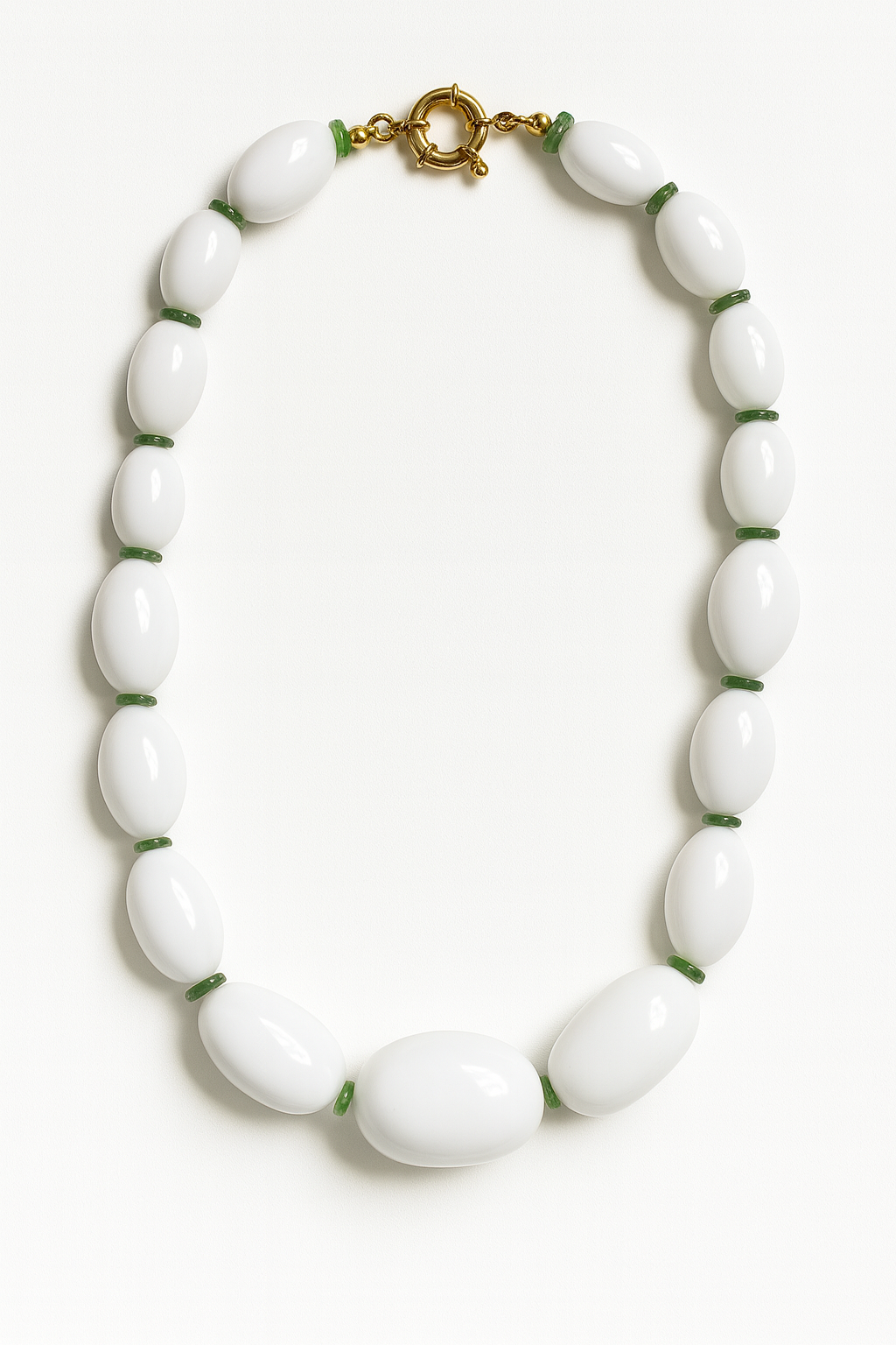 White and Green Beaded Necklace