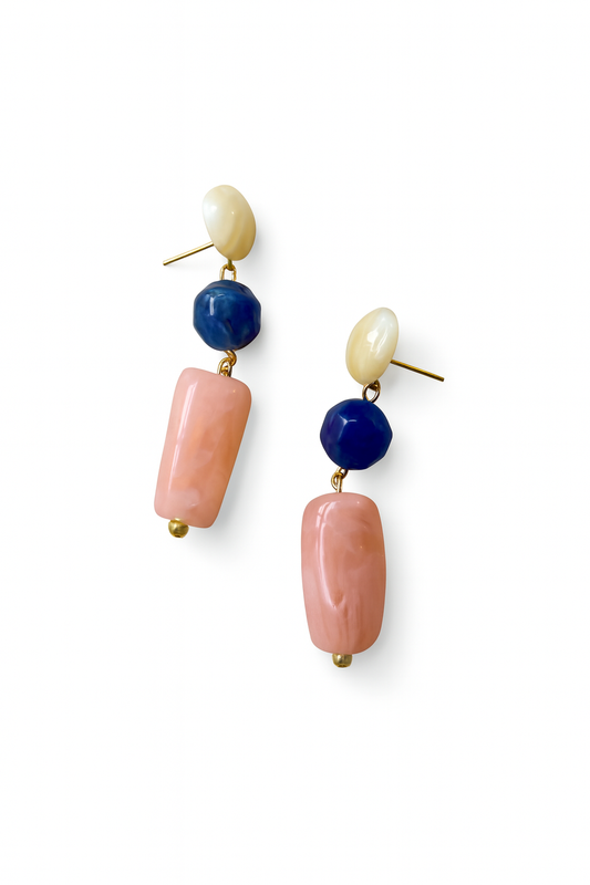 Coral Cobalt Drop Earrings