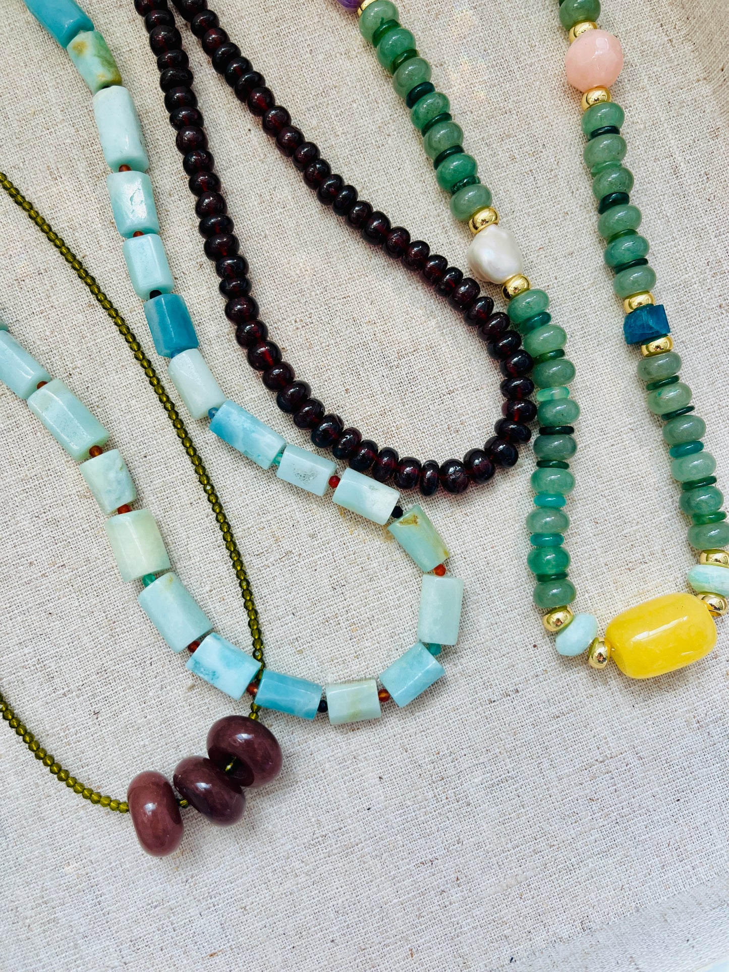 Burgundy Beaded Charm Drop Necklace