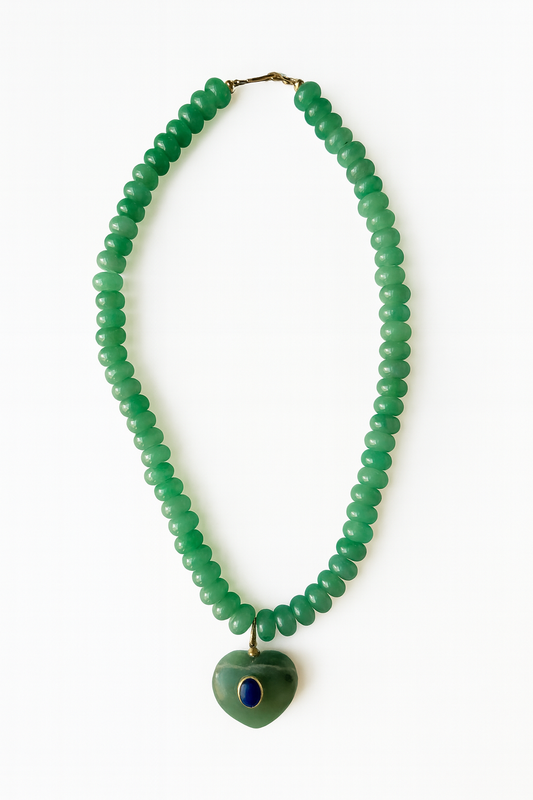 Green Gemstone Heart Drop Necklace