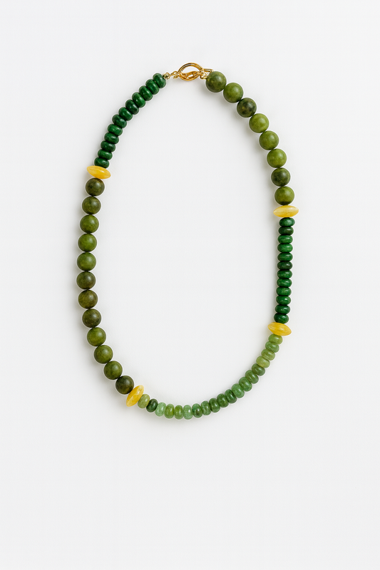 Gradient Green Beaded Necklace