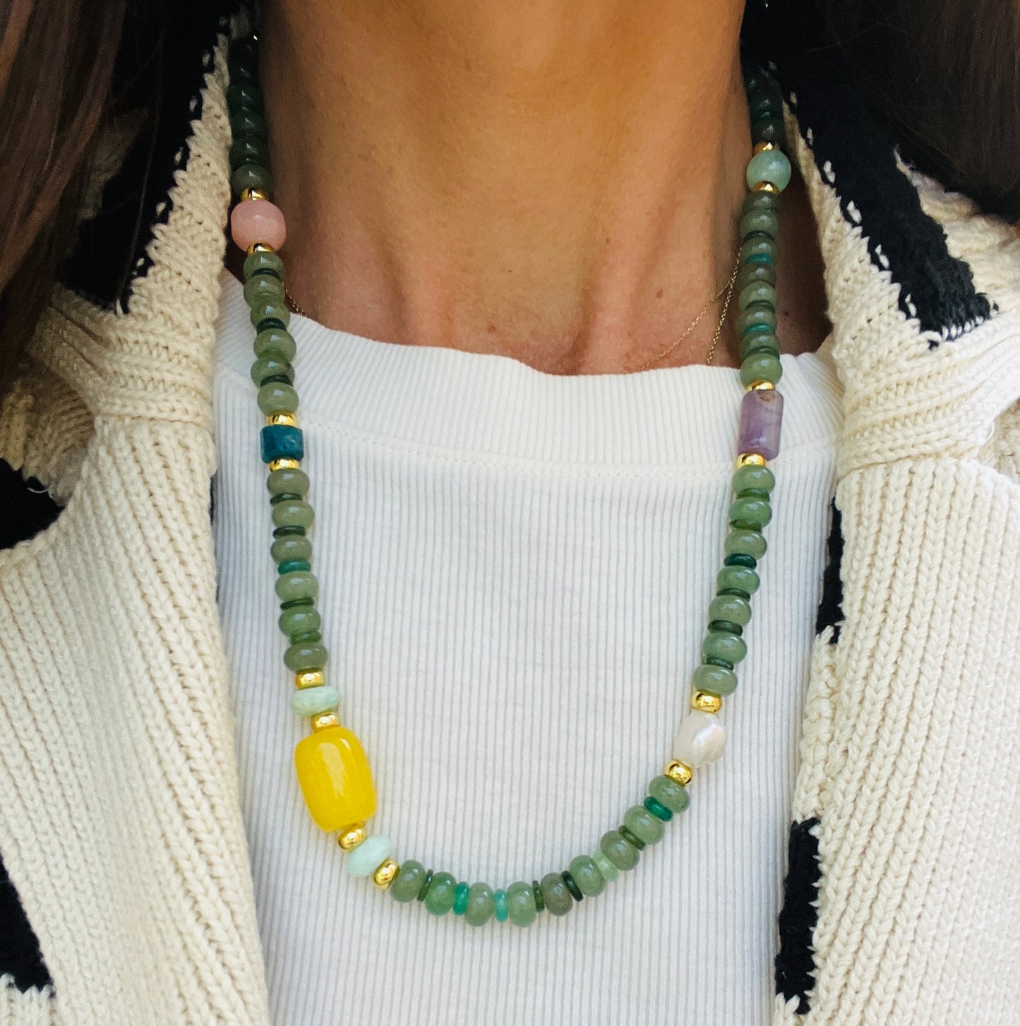 Green Stone Beaded Necklace