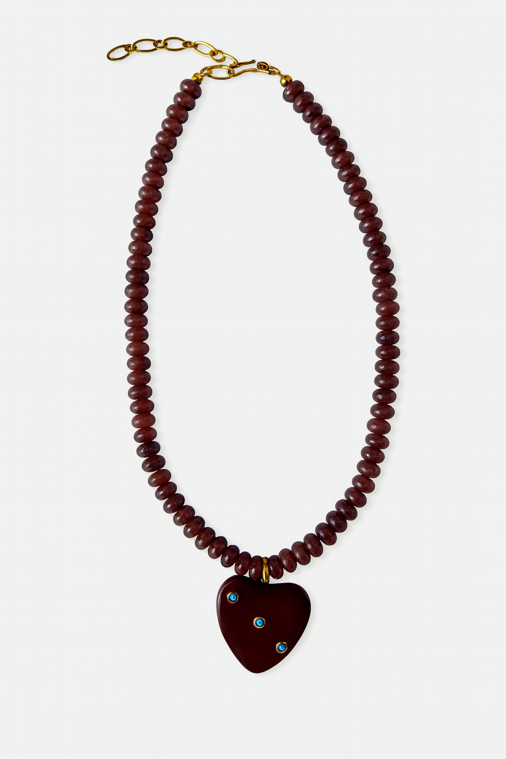 Chocolate Brown Heart Drop Beaded Necklace