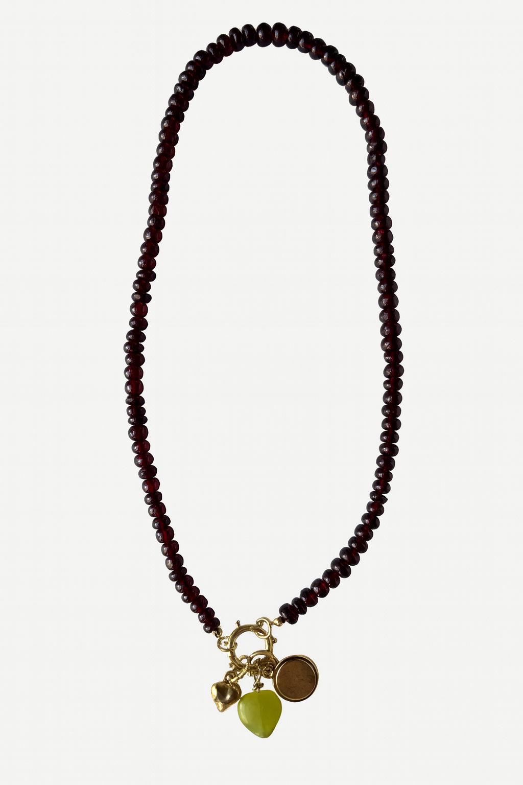 Burgundy Beaded Charm Drop Necklace