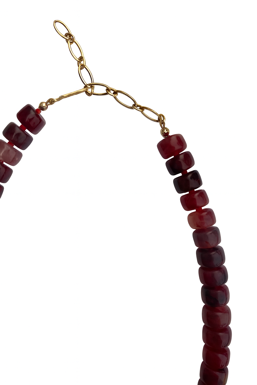 Mauve and Red Beaded Necklace