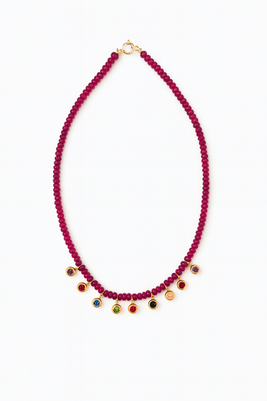 Multi Color Dainty Stone Drop Necklace