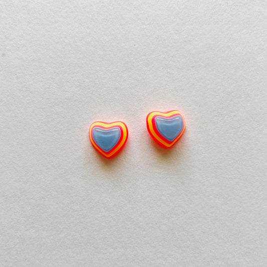Retro Colorful Heart Stud Earrings, more colors available