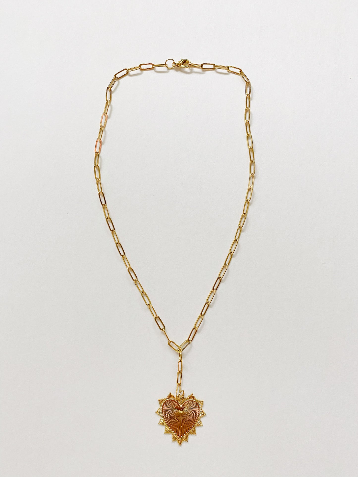 Golden Heart Drop Necklace