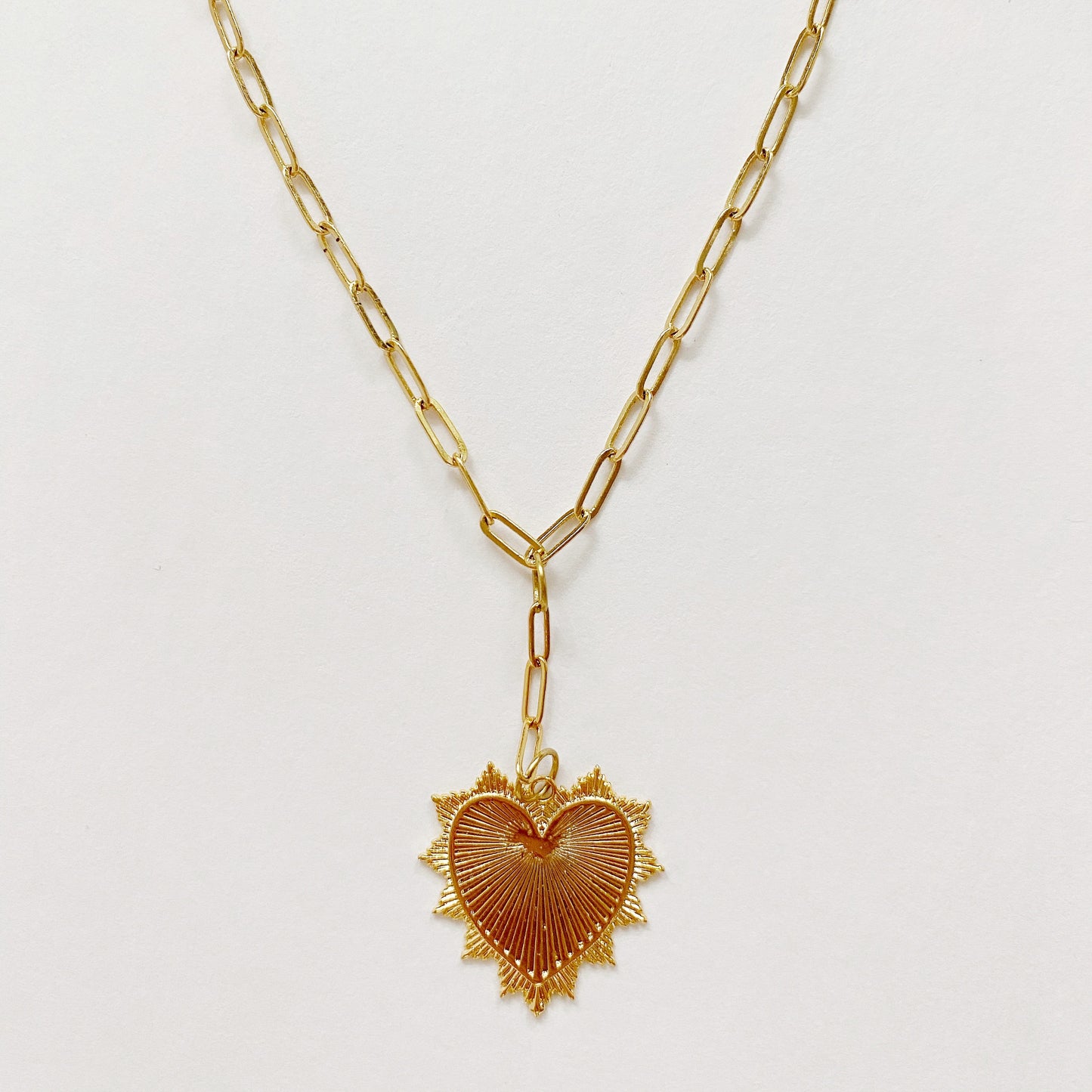 Golden Heart Drop Necklace