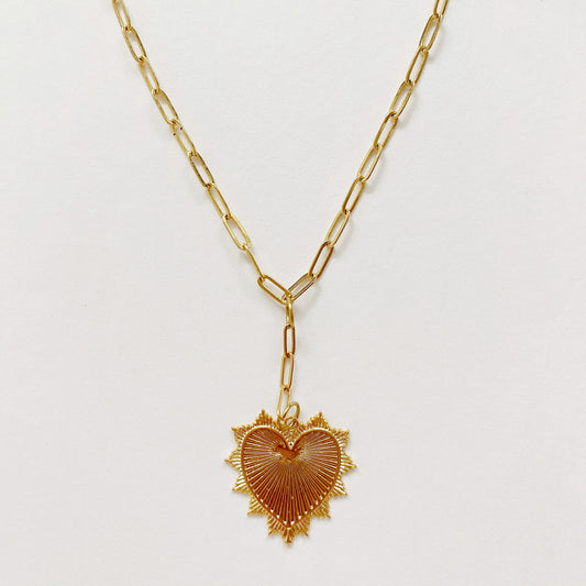 Golden Heart Drop Necklace