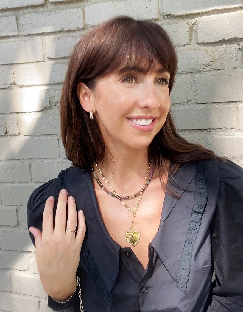 Golden Heart Drop Necklace