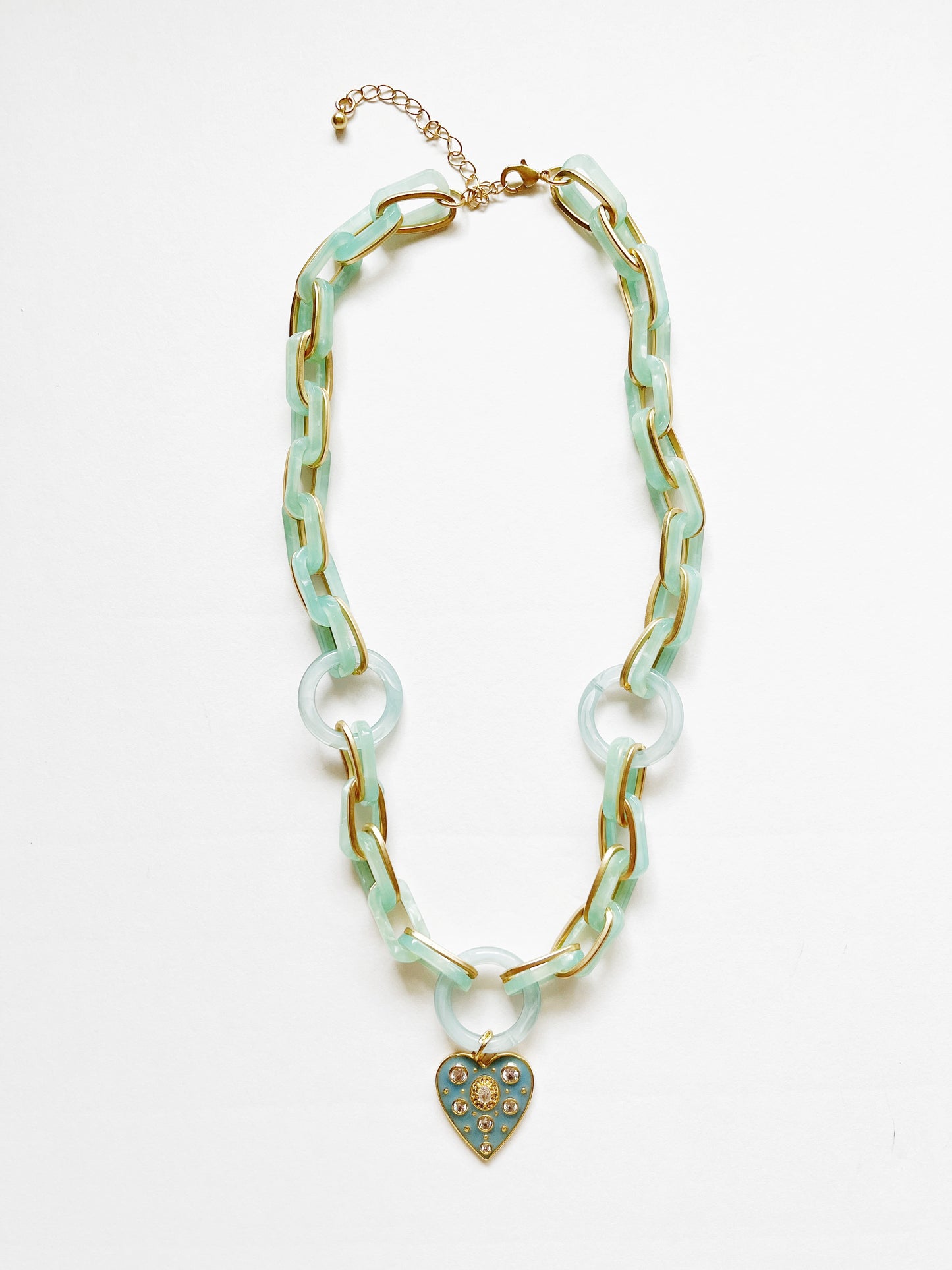 Sea Blue Heart Drop Necklace